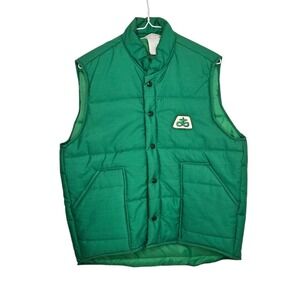 Pioneer Seed Snap Vest Mens Sz Lg Green Vintage 1980s Farming Carpenter Uniforms